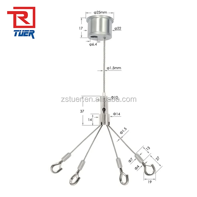 High Quality Adjustable 4 Leg Hook Hanger Wall Panels Suspension Light Lifting System Hanging Kit