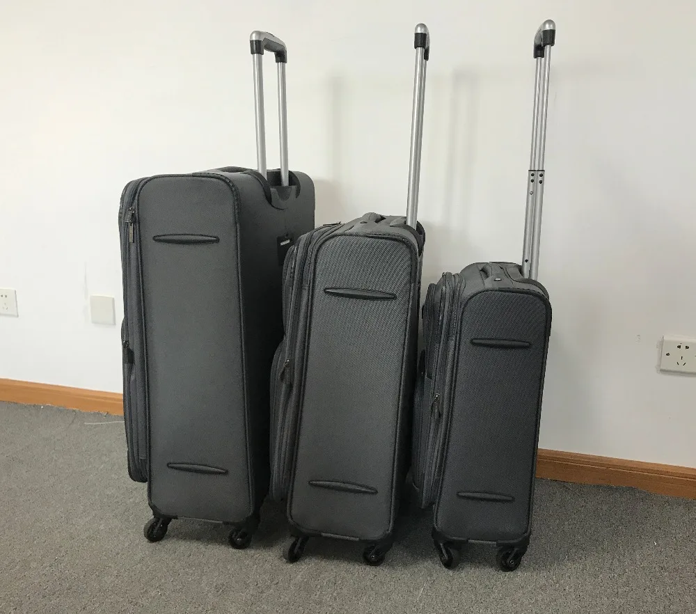 pretty 3 piece trolley luggage set fabric suitcase