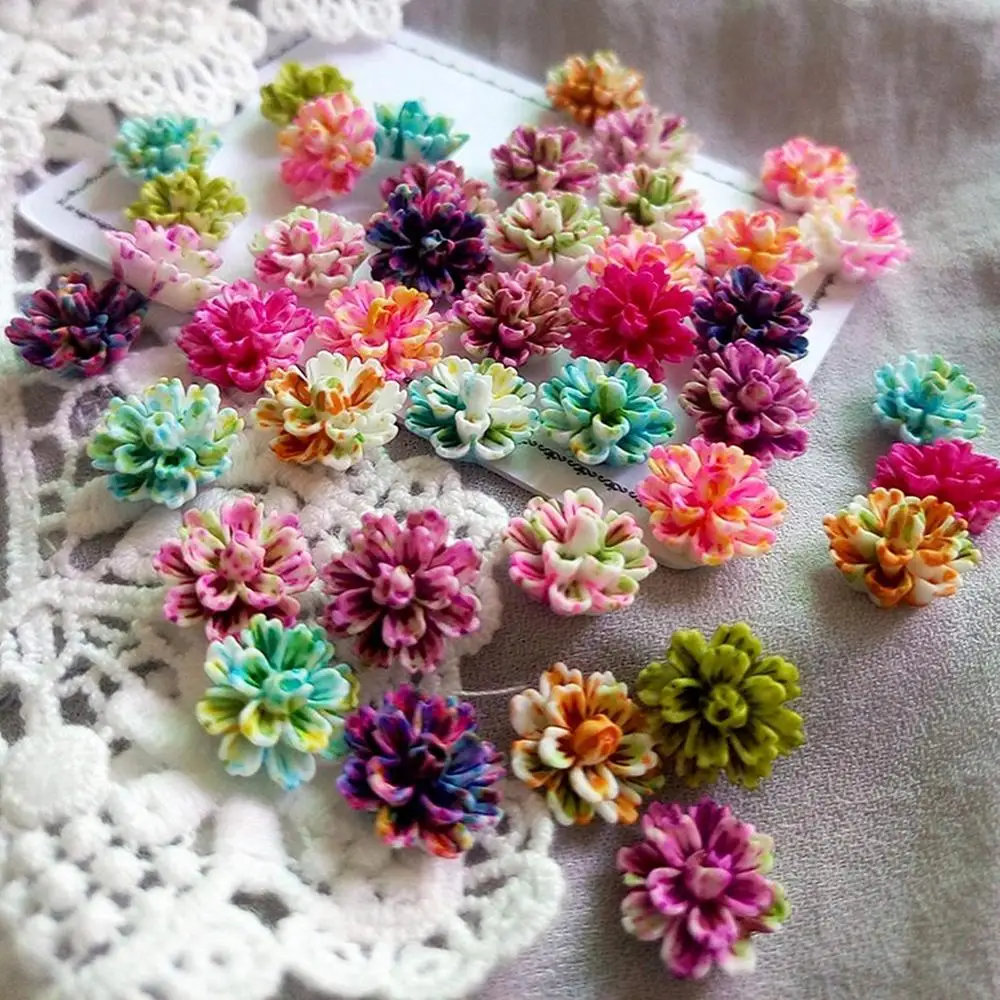 Mixed Colors Layered Flower Resin Flatback Cabochon Scrapbooking DIY Phone Hair Decoration