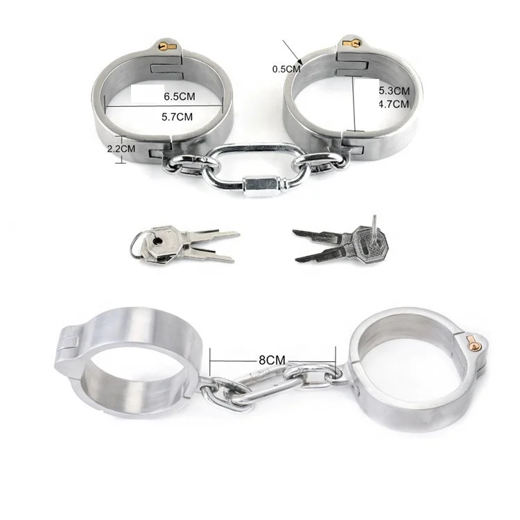 Sexy Handcuffs Stainless Steel Bondage Lock Fetish Wear Bondage Harness