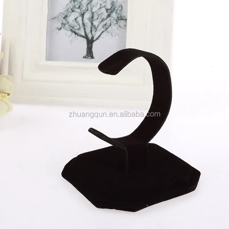 Popular Holder Display Cuff Black Gray Fabric Velvet Exhibition Fair Watch Holder Display Stand