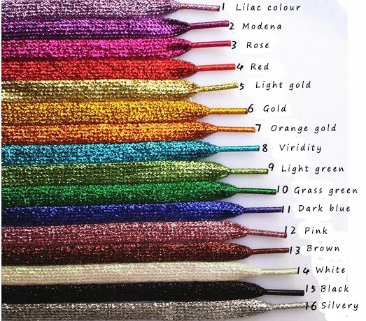 Flat Premium Shiny Bling Glitter  Metallic Gold Shoelaces for Canvas Athletic Dance Sneakers