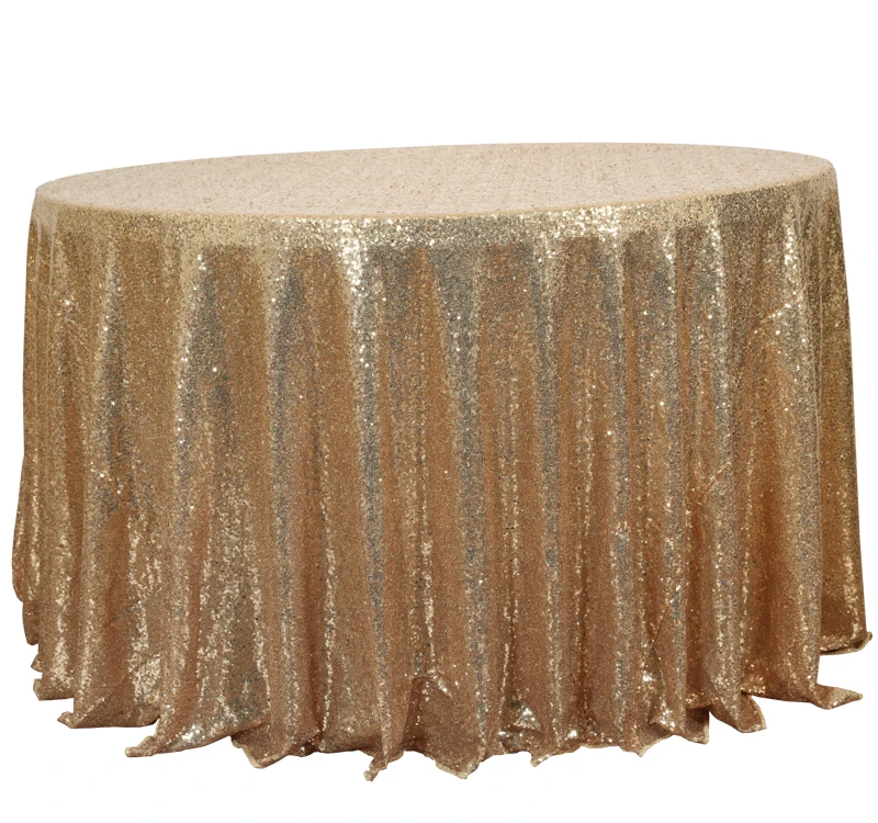 Wholesale factory price  120  inch round gold sequin table cloth for wedding