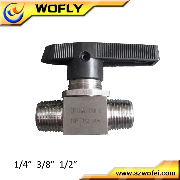 Manual Operating Three Way NPT Female Thread Male Ball Valve Stainless Steel