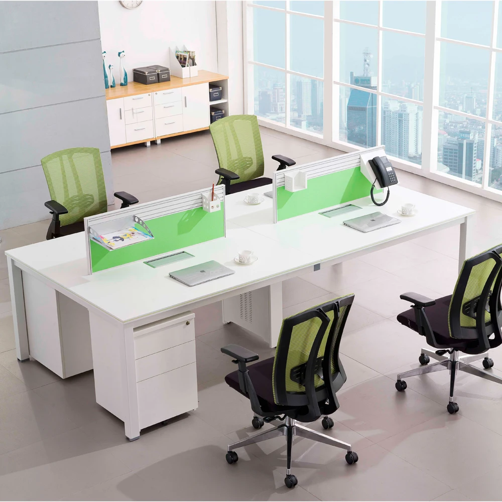 Home Office Metal School Warehouse Mall 4 People Table Commercial Workstation Desk Modern Office Furniture