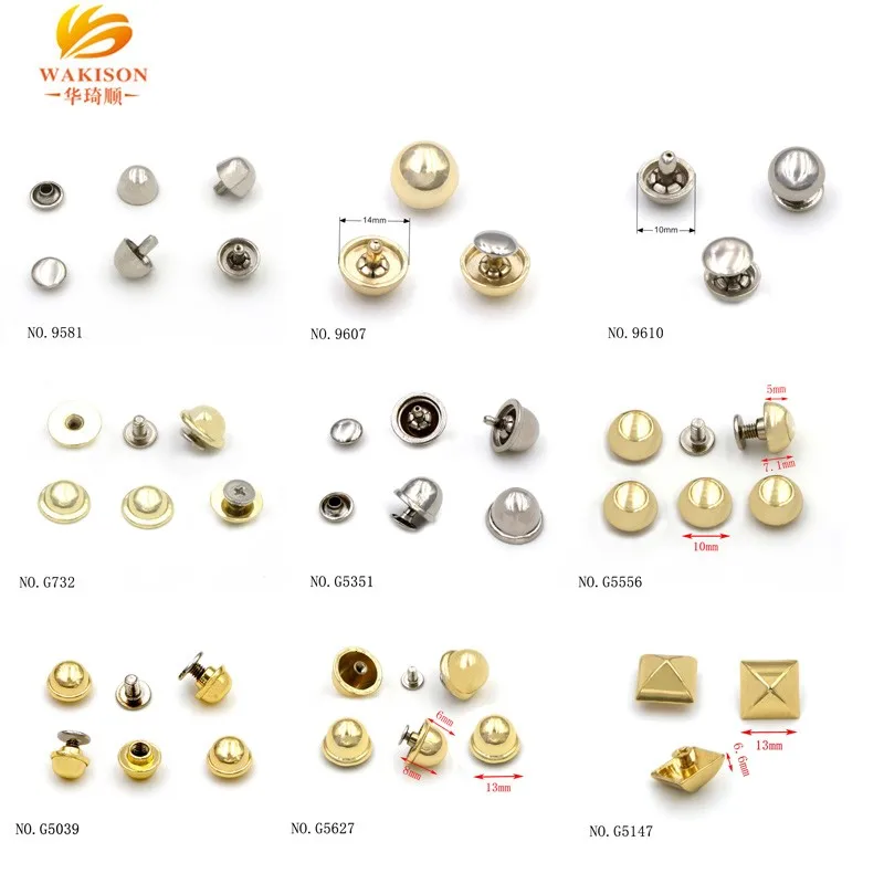 Guangzhou Factory Bag Hardware Wholesale Various Bag metal Studs rivets for Leather Bag