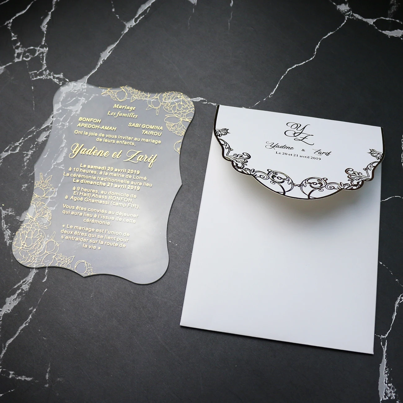 Personality Luxury Customize Acrylic Wedding Invitations Card With Personalized Envelope Set for Wedding Bridal Shower