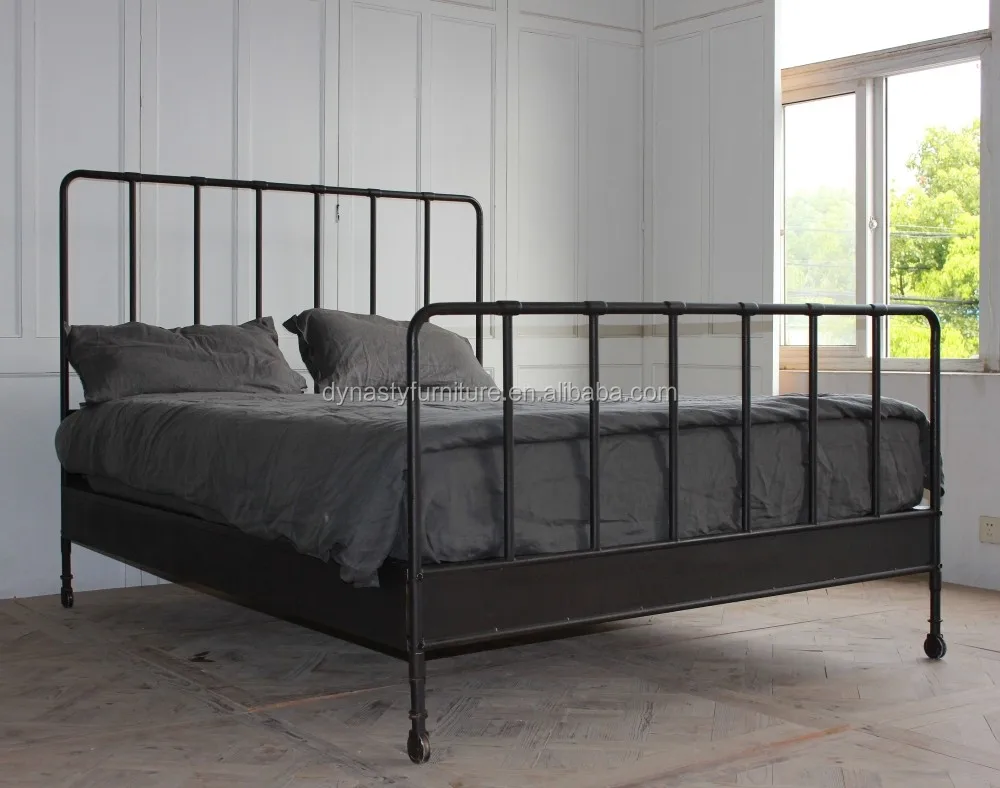 industrial loft furniture wholesale double bed with wheels