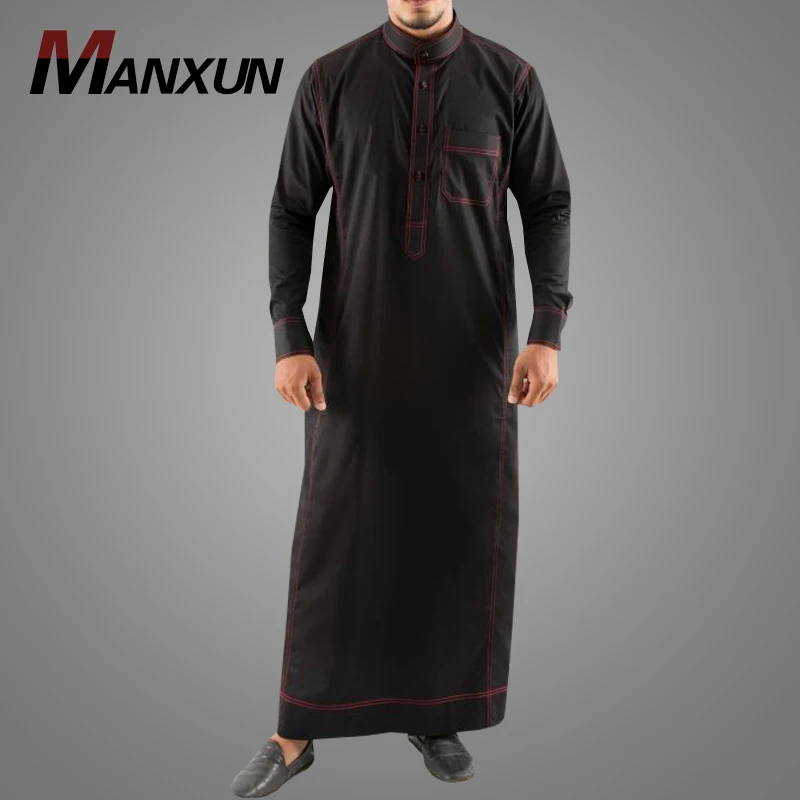 High Quality Muslim Men Thobe 2019 New Dubai Design Long Sleeves Jubah Popular Style Araba Men Abaya Islamic Clothing