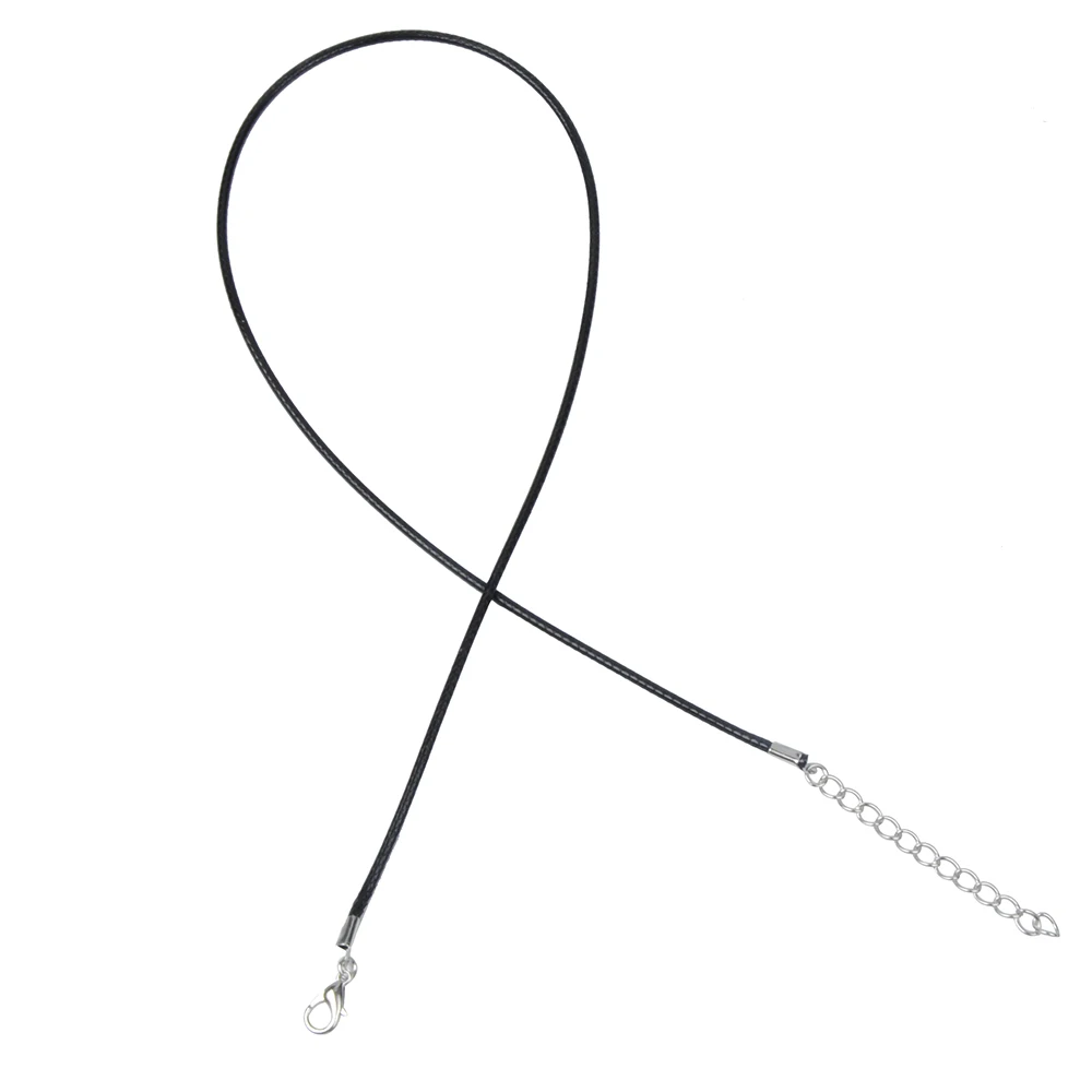2mm Alloy Wax Cord Black Leather Rope Chain Women Accessories for Necklace