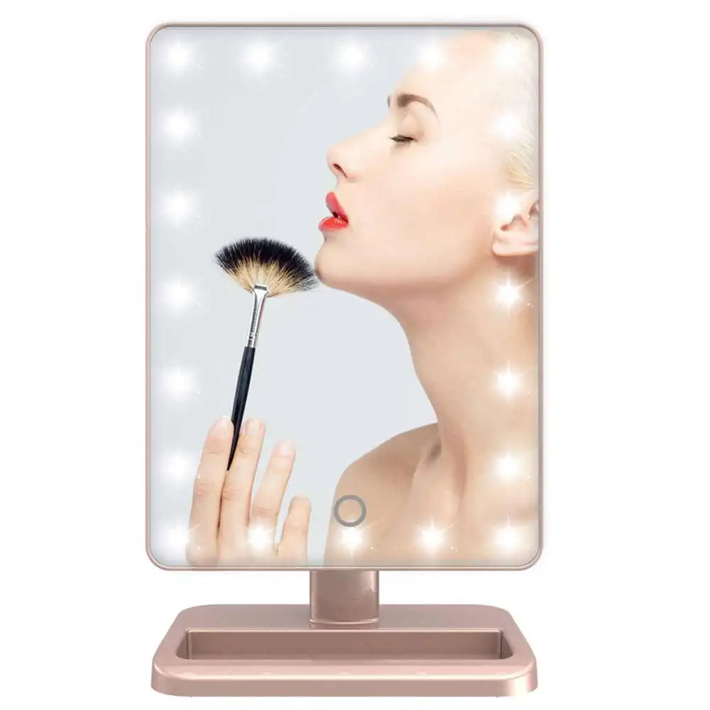 Trending Products 20 Lights Spot 2019 Rectangular Single Sides Mirror LED Light Makeup  Cosmetic Mirror with Touch Function