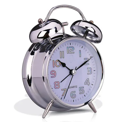Silver Old Fashioned Alarm Clock with Custom Dial Design