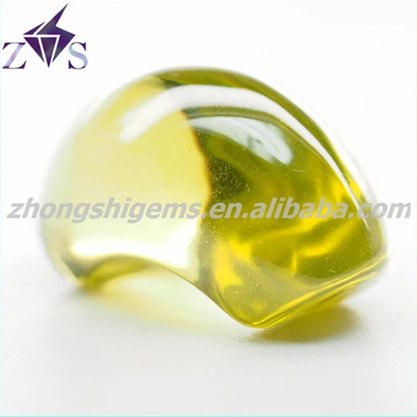 Fancy cut light olive cabochon semiprecious stone