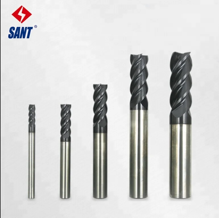 High wear-resistance 45 degree four-flute carbide end mills