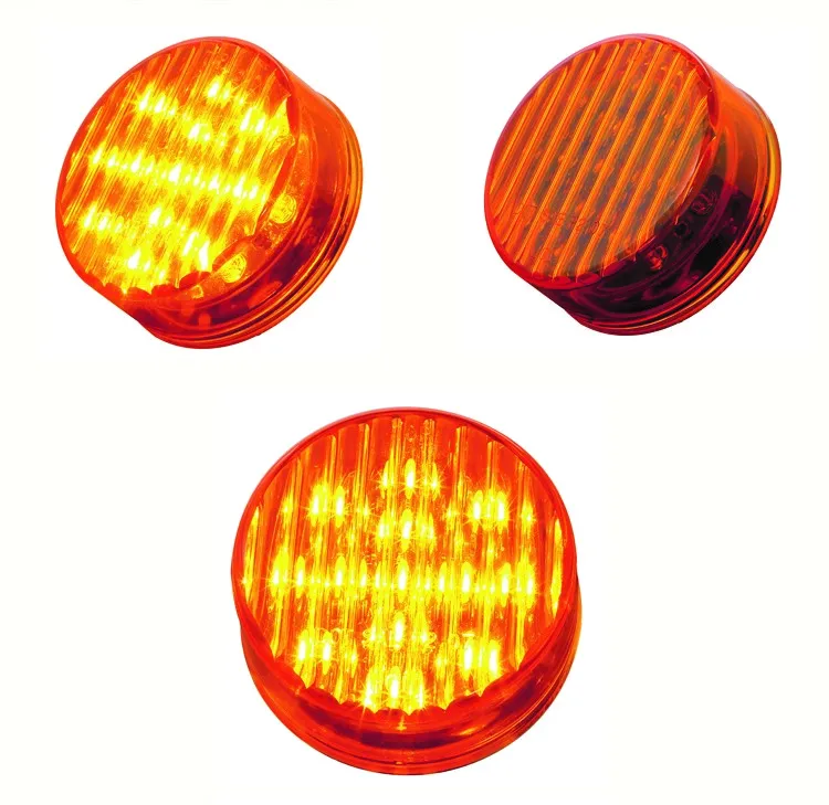 2.5 Inch Amber Lens Round 13 Leds 0.78W DOT Stop Turn Side Marker Tail Light Truck Trailer