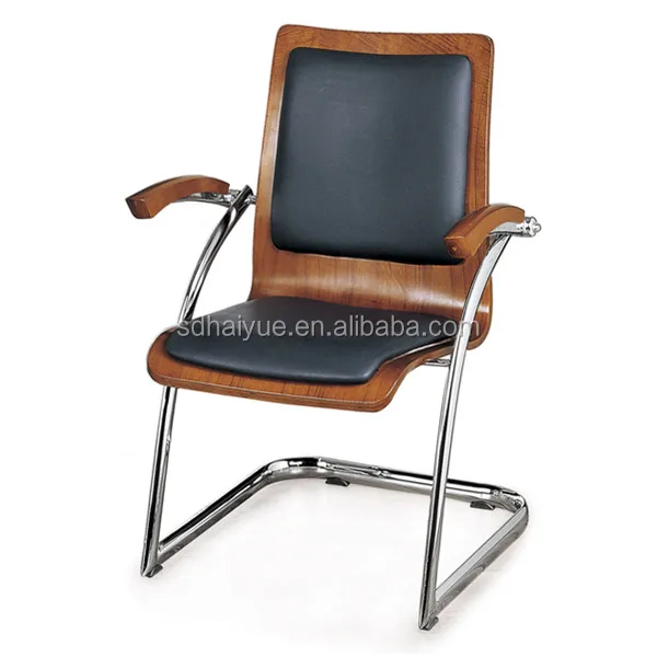 Office Wood  PU Leather Effect Leatherplus Conference Chair / Sled Base Chair HY3309
