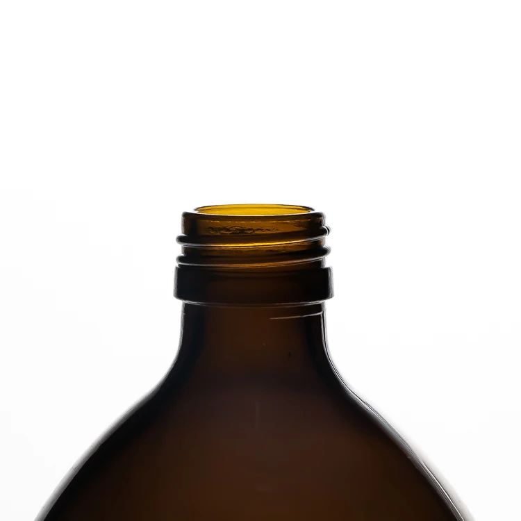Stock Products 1000ml Boston Round Amber Glass Growler Kombucha Bottles Empty Sirop Bottle with Bakelite Cap