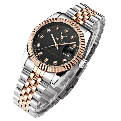 3877 Deerfun Wholesale Men and Women Watch Waterproof Quartz Wristwatch stainless steel  HIgh quality unisex Watch