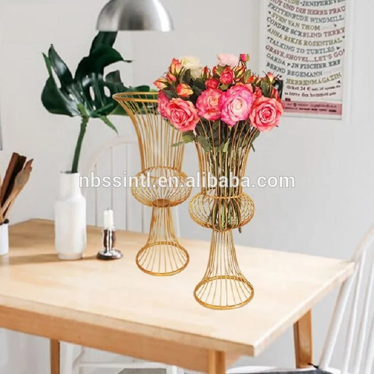 Iron white gold colors  wedding party event decorations table centerpiece flower stand