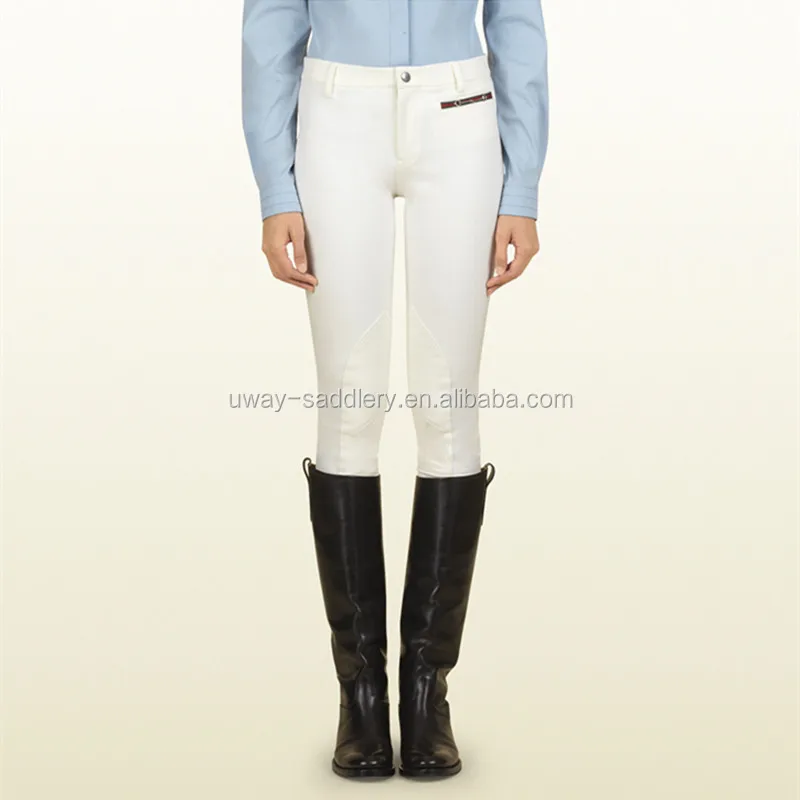 
White cotton ladies horse riding breeches 