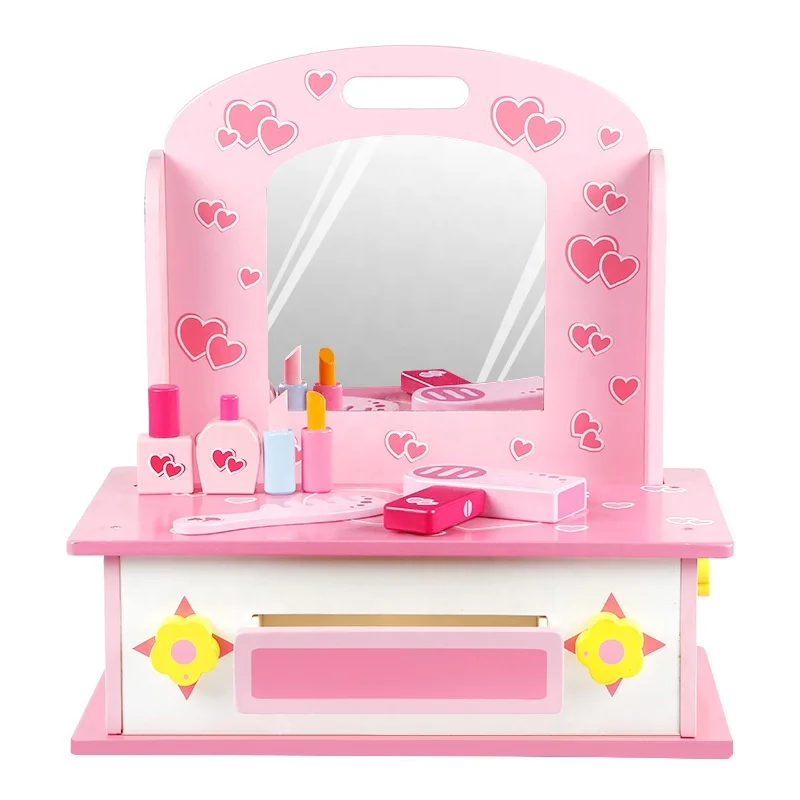 Chinese wholesale Girls Mini wooden Kitchen toy and Dresser set change 2 in 1 for the kids WKT16