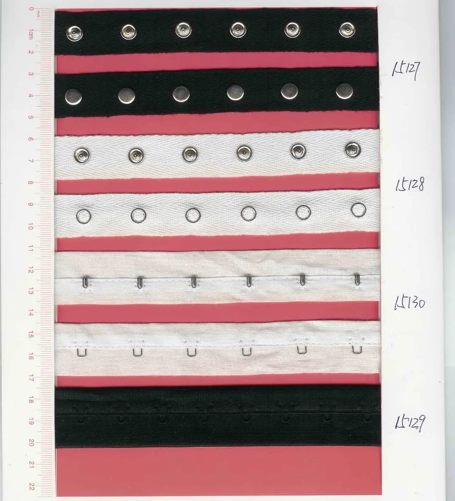 Metal snap button tape with prong snap buttons, metal buttons tape