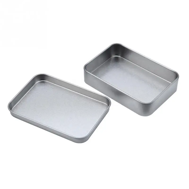 Money Coin Candy Keys Portable Rectangle Small Metal Headphones  Boxes Silver Flip Cheap Storage Tin Can