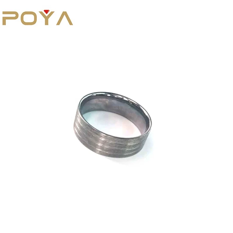 POYA Jewelry 8 мм матовое серебряное титановое кольцо с плоским верхом, ювелирные изделия без рисунка с инкрустацией