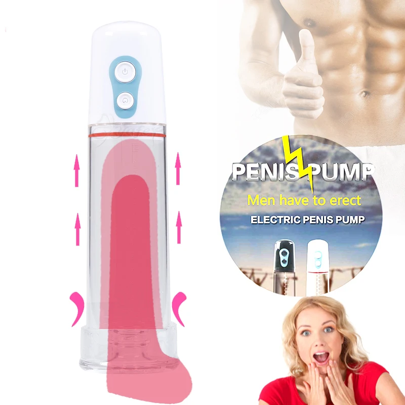 Men Electric Train Pump Vacuum Enlarger Delay Ejaculation Massager Silicone Dildo Pump