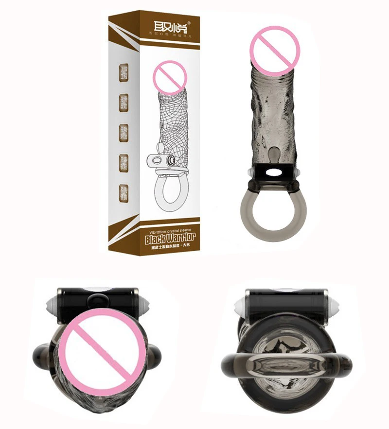 
3 Size Optional Black Dildo Vibrating Cock Sleeve Penis Extender 