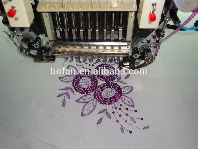 multi head sequin embroidery machine for sequin applique design on shoes