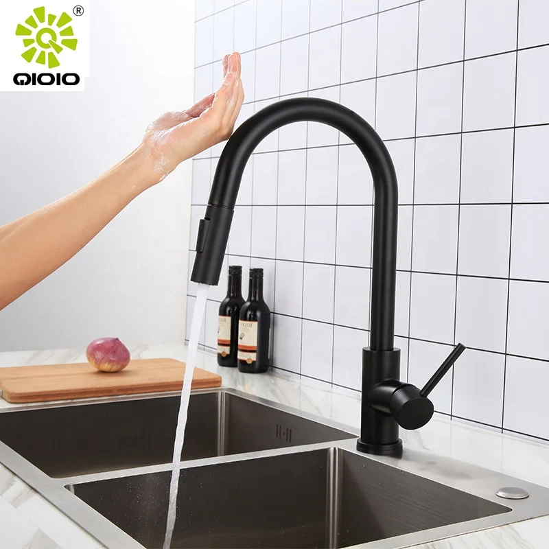 Нержавеющая сталь Матовый золотистый и черный Сенсорный автоматический выдвижной кран датчик краны