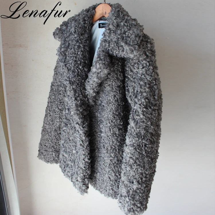Fashion 4 Colors Curly Faux Sheep Wool Jacket,Grey Pink Beige Blue Lamb Wool Coat,Artificial Goat Wool Fur Jacket Coat