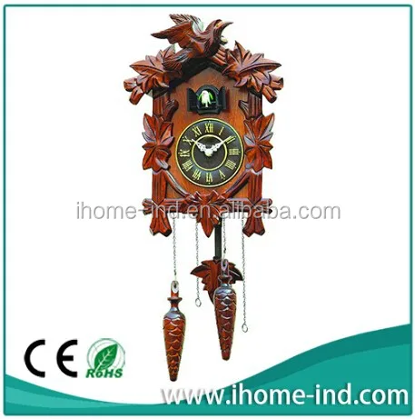 Wooden Musical Cuckoo Clock Quartz Analog Living Room Wood Single Face Creative with Bird Singing All-season Giveaways Circular