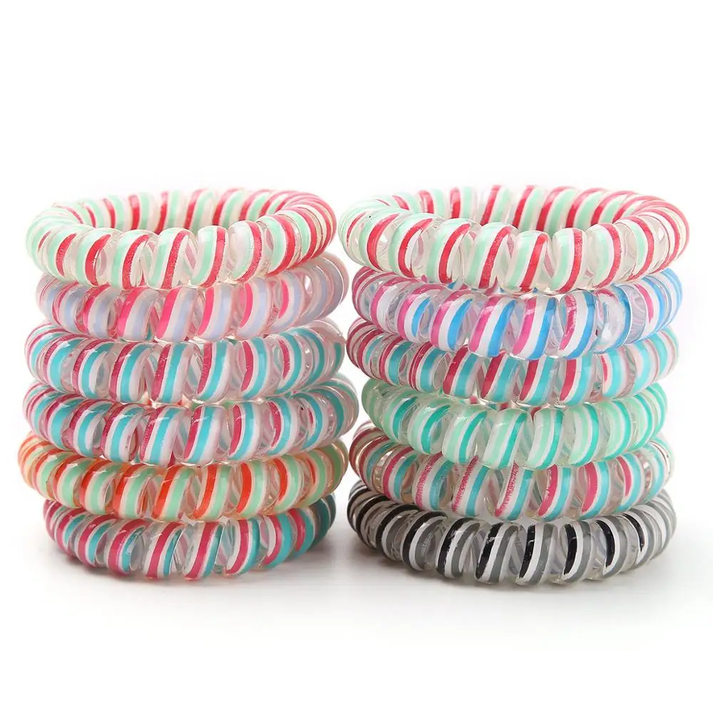 Смешанные цвета, эластичный вьющийся шнур, спиральная резинка для волос