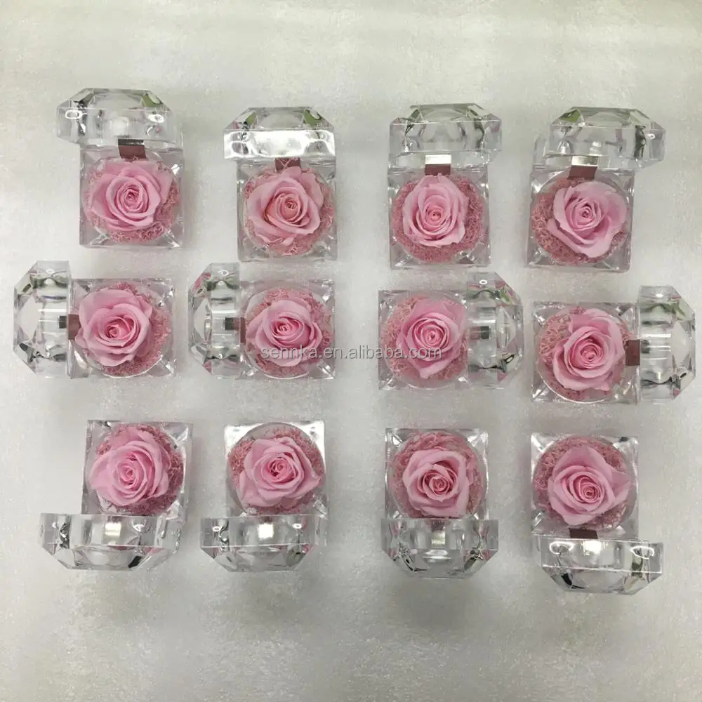 preserved flower rose longlasting ring box pink eternal rose over 25 colors available moss arrangements cheap price