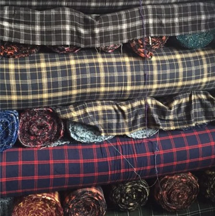 
good quality 21S cotton yarn dyed plaid flannel stocklot fabric 