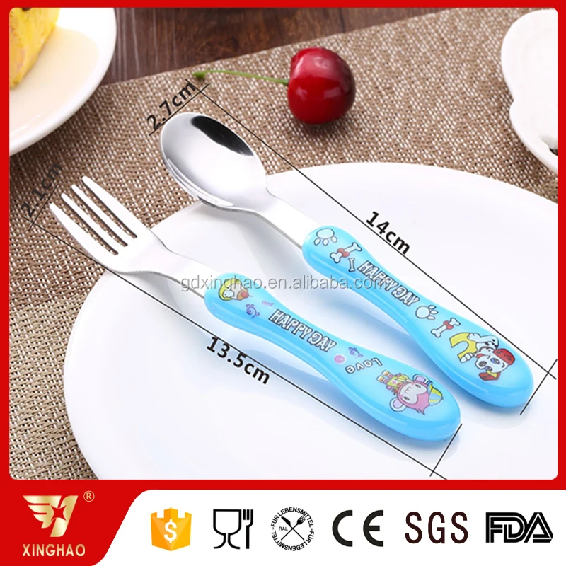Colorful Plastic Handle Cartoon Children Kids Baby School Picnic Hiking Dessert Dinner MINI Forks Spoons
