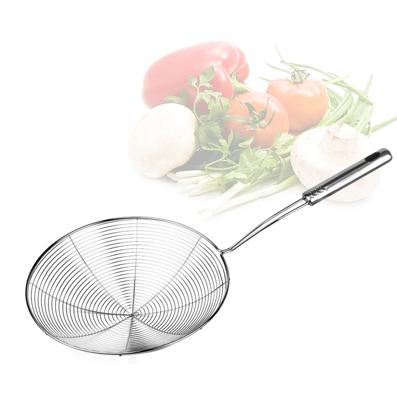New arrival excellent quality Wholesale stainless steel strainer ladle wire oil skimmer french fries fry basket with handle