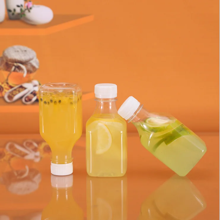 250ml 8oz disposable Milk juice Beverage Liquid square Packaging plastic PET clear water Bottle with PP cap
