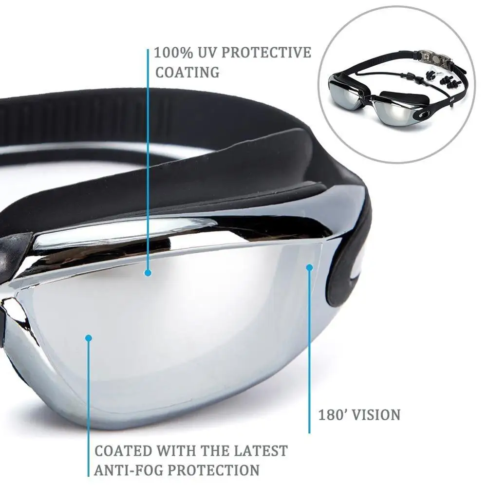Amazon HD Anti-Fog 100% UV Protection Swimming Goggle with Earplugs & Nose