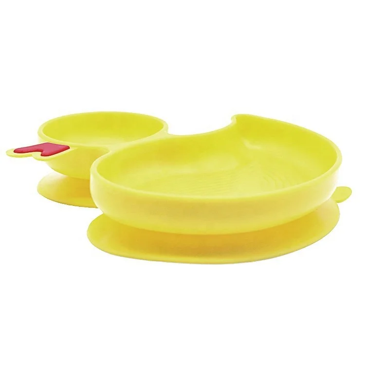Bpa Free Baby Silicone Plate Funny Duck Silicone Kids Dinner Plate