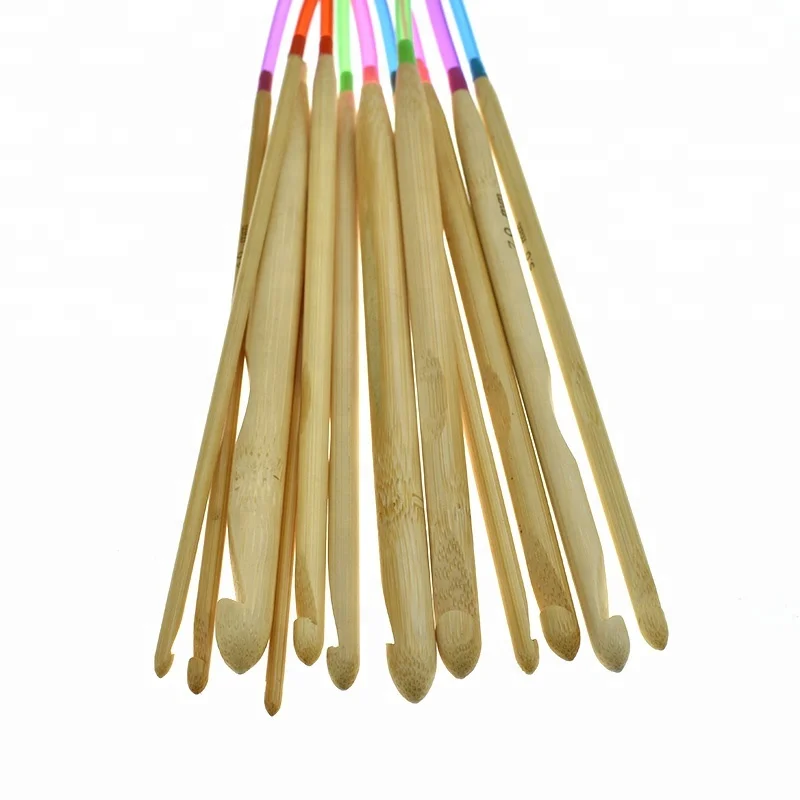 12 Size Tunisian Afghan Crochet Hook Set with Plastic Cable Carbonized Bamboo Knitting Needles For Weaving Carpet Rugs Blanket