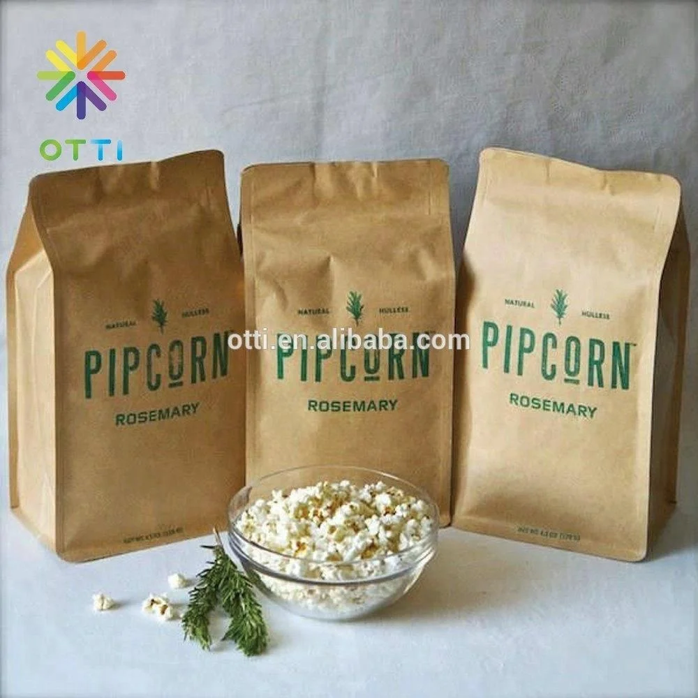 
2018 China supplier customize flat bottom pouch popcorn paper bag with zipper 