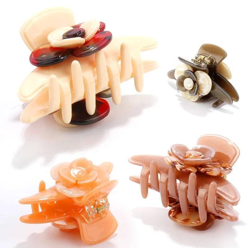 Fancy hair jaw crab clamps acetate hair pins luxury high quality jaw claws flower decorative hair claw clips