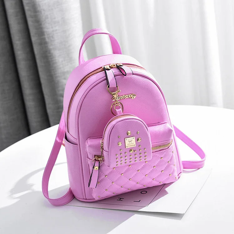 Bag Manufacturer China Hot Sale Gray Color Women Wash Leather Backpack For Young Girls