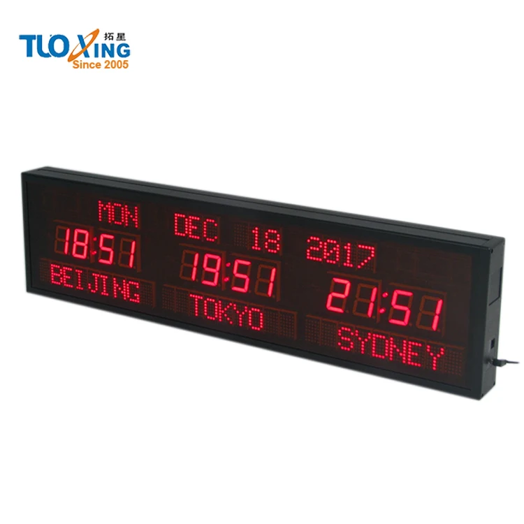 1.8 inch LED digital world time calendar clock wall clock