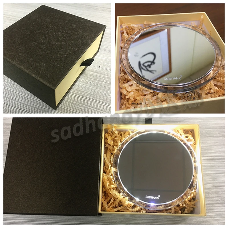 pocket lighting mirror foldable portable led mirror makeup mirror with different light color