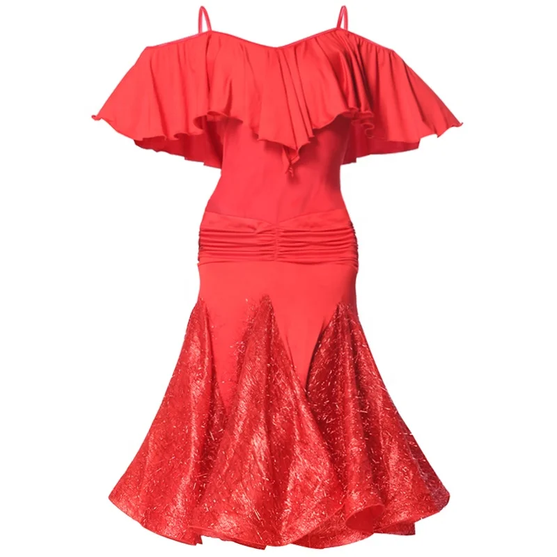 
Cloak style sexy strapless pleated waist dancing latin ballroom dress with shiner chiffon skirt latin dance costume 