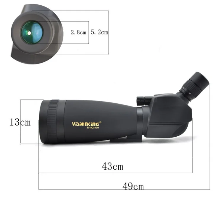 Visionking 30-90x100 Angled Spotting Scope BaK4 Waterproof Fogproof Height Adjustable Portable Travel Scope Monocular Telescope